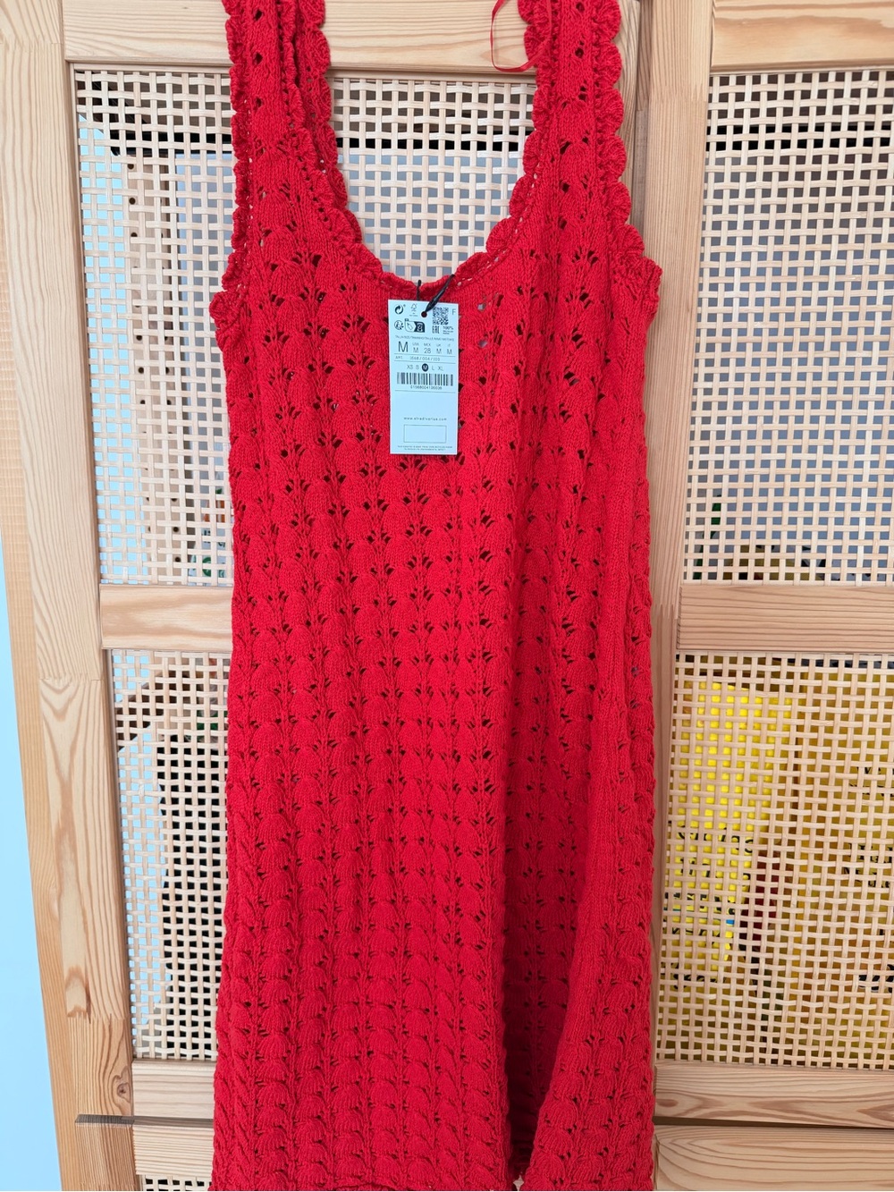 Red Crochet Midi Dress - Women's Dress